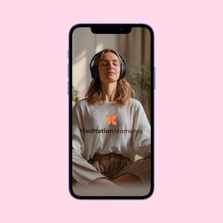 Iphone met een afbeelding van een vrouw die aan het mediteren is